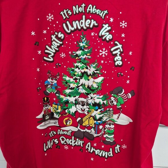 Buc-Ees Christmas 2024 T-Shirt Red 2XL Santa Beaver Wreath & Tree Graphics 100% - Picture 3 of 5